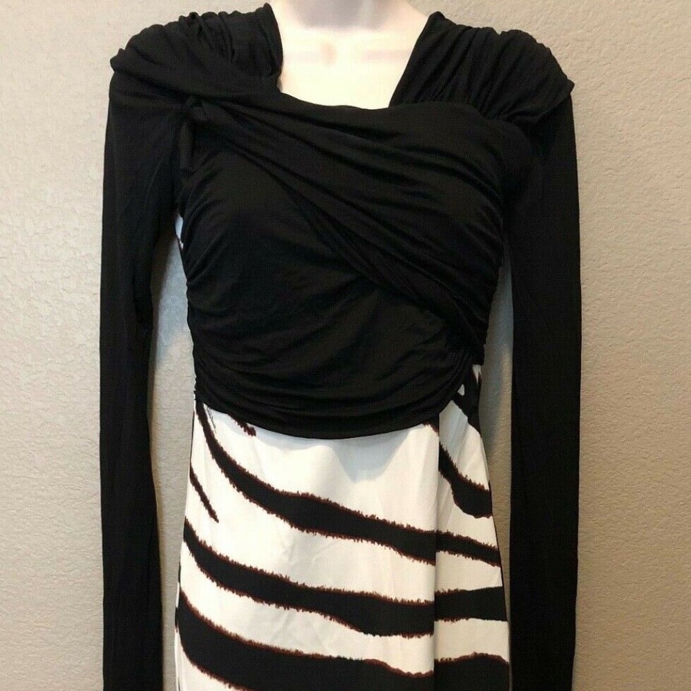 Roberto Cavalli Women's Black/White Convertible Cold Shoulder Dress 4 or 6